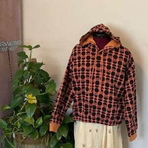 NWT Create by Hadiya Williams Orange and Black Patterned Hoodie